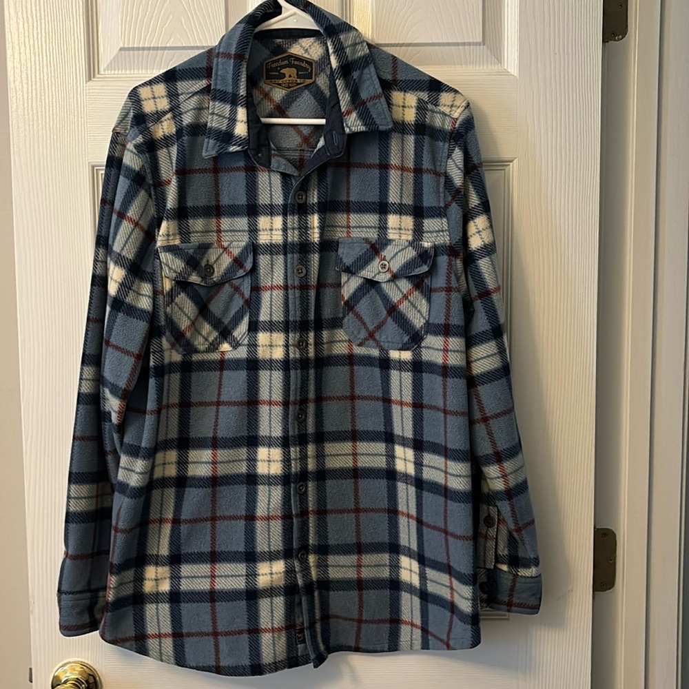 Large Freedom Foundry fleece plaid button down